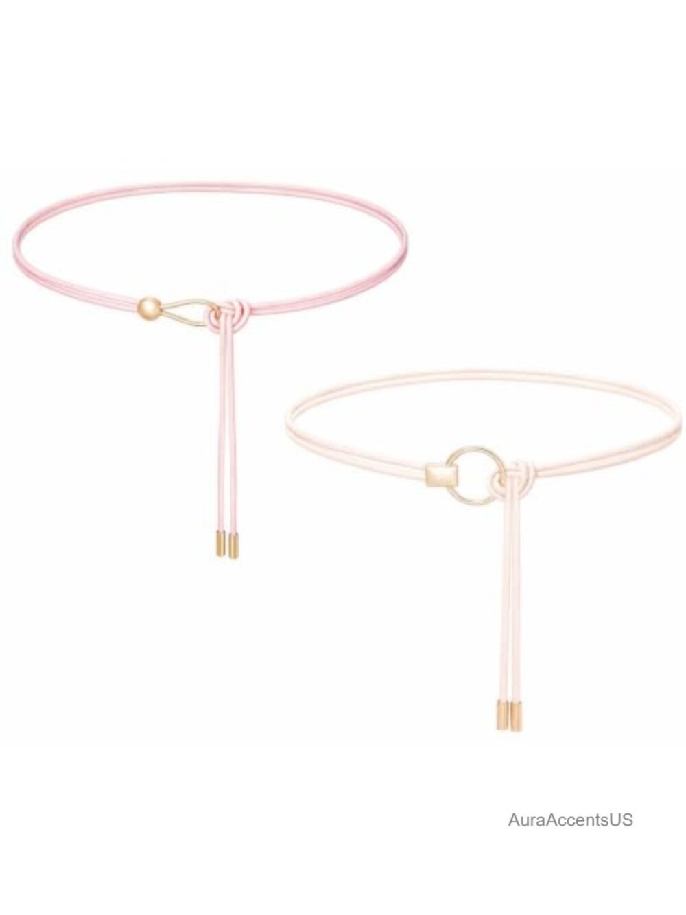 PU Leather Knotted Belt Alloy Buckle Thin Waist Belt